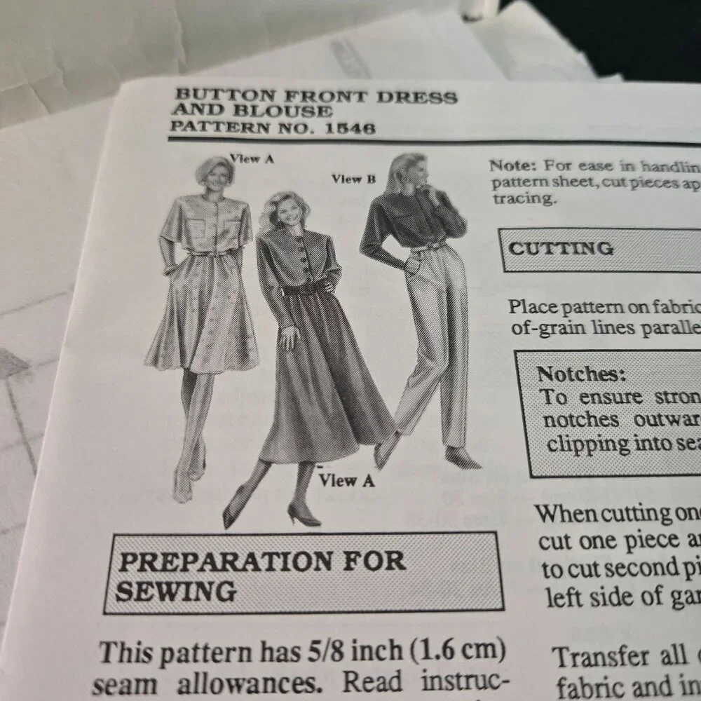 Stretch & Sew 1546 sewing pattern Button front dress/blouse Ann Person 90s UNCUT